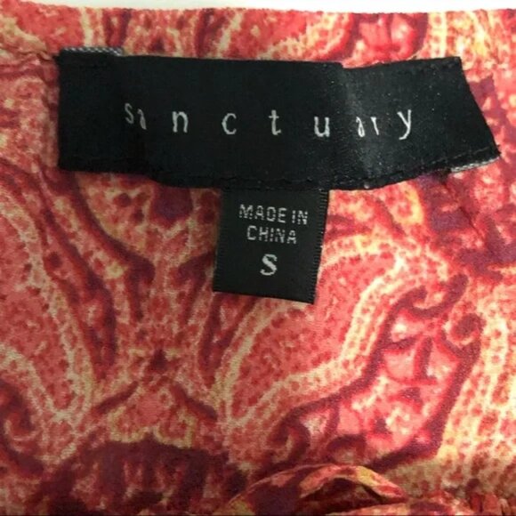 Sanctuary Lyric Top Pink Medallion Boho Peasant Blouse Size S - Picture 10 of 13